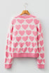 Soft Brushed Knit Heart Print Pullover Sweater