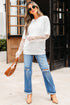 Soft Brushed Knit Sheer Lace Sleeve Pullover Sweater