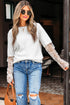Soft Brushed Knit Sheer Lace Sleeve Pullover Sweater