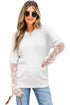 Soft Brushed Knit Sheer Lace Sleeve Pullover Sweater