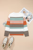 Soft Brushed Knit Striped Crew Neck Sweater