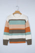 Soft Brushed Knit Striped Crew Neck Sweater