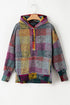 Soft Brushed Plaid Button Front Henley Hoodie