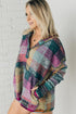 Soft Brushed Plaid Button Front Henley Hoodie