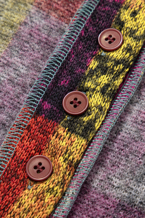 Soft Brushed Plaid Button Front Henley Hoodie
