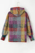 Soft Brushed Plaid Button Front Henley Hoodie