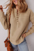 Soft Brushed Split Neck Grommet Detail Relaxed Pullover