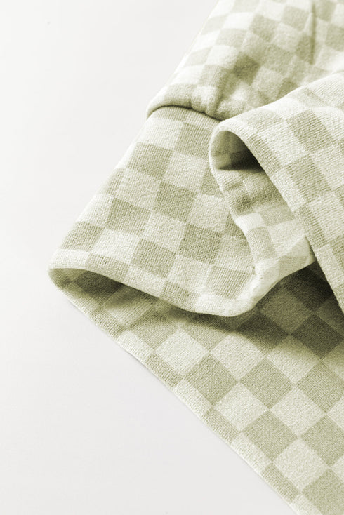 Soft Checkerboard Print Kangaroo Pocket Pullover Hoodie