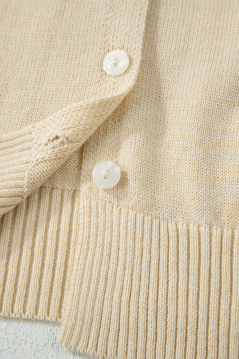 Soft Collared Short Sleeve Button Front Knit Top