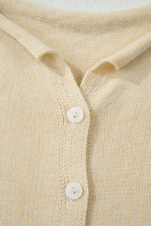 Soft Collared Short Sleeve Button Front Knit Top