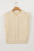 Soft Collared Short Sleeve Button Front Knit Top