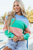Soft Color Block Drop Shoulder Crew Neck Sweatshirt