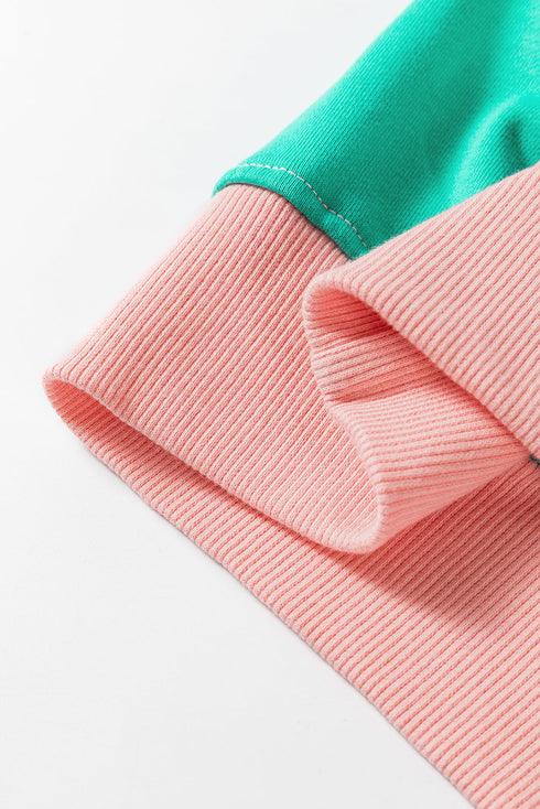 Soft Color Block Drop Shoulder Crew Neck Sweatshirt