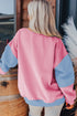 Soft Color Block Drop Shoulder Crew Neck Sweatshirt