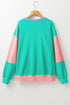 Soft Color Block Drop Shoulder Crew Neck Sweatshirt
