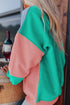 Soft Color Block Drop Shoulder Crew Neck Sweatshirt