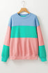 Soft Color Block Drop Shoulder Crew Neck Sweatshirt