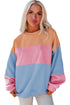 Soft Color Block Drop Shoulder Crew Neck Sweatshirt