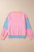 Soft Color Block Drop Shoulder Crew Neck Sweatshirt