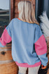 Soft Color Block Drop Shoulder Crew Neck Sweatshirt