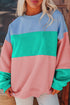 Soft Color Block Drop Shoulder Crew Neck Sweatshirt