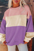 Soft Color Block Drop Shoulder Crew Neck Sweatshirt