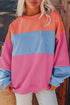 Soft Color Block Drop Shoulder Crew Neck Sweatshirt
