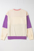 Soft Color Block Drop Shoulder Crew Neck Sweatshirt