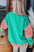 Soft Color Block Drop Shoulder Crew Neck Sweatshirt
