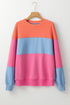 Soft Color Block Drop Shoulder Crew Neck Sweatshirt