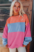 Soft Color Block Drop Shoulder Crew Neck Sweatshirt