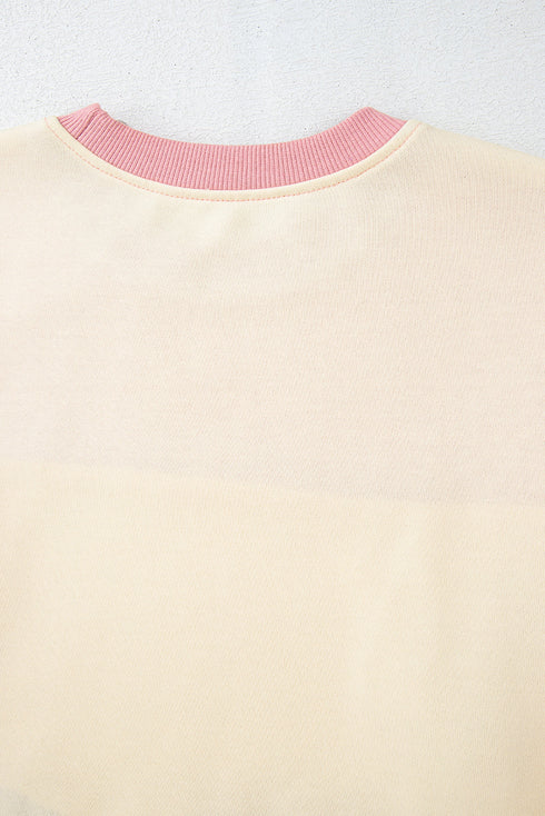 Soft Color Block Drop Shoulder Crew Neck Sweatshirt