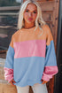 Soft Color Block Drop Shoulder Crew Neck Sweatshirt