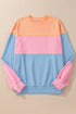 Soft Color Block Drop Shoulder Crew Neck Sweatshirt