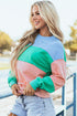 Soft Color Block Drop Shoulder Crew Neck Sweatshirt