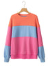 Soft Color Block Drop Shoulder Crew Neck Sweatshirt