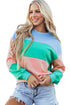 Soft Color Block Drop Shoulder Crew Neck Sweatshirt
