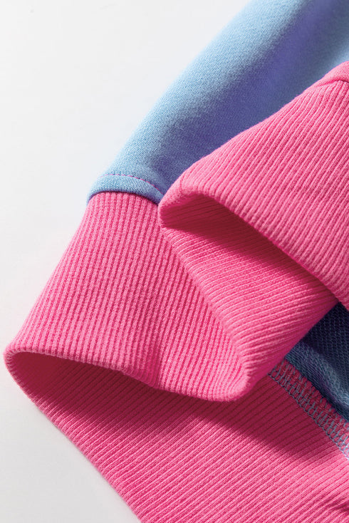 Soft Color Block Drop Shoulder Crew Neck Sweatshirt