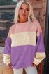 Soft Color Block Drop Shoulder Crew Neck Sweatshirt