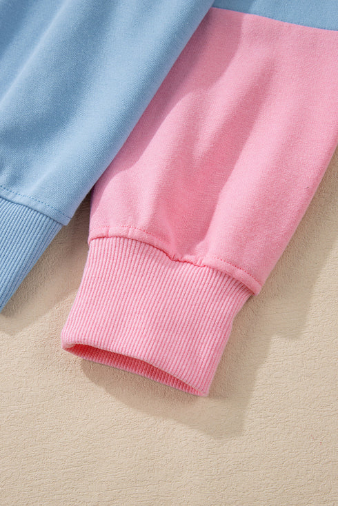 Soft Color Block Drop Shoulder Crew Neck Sweatshirt