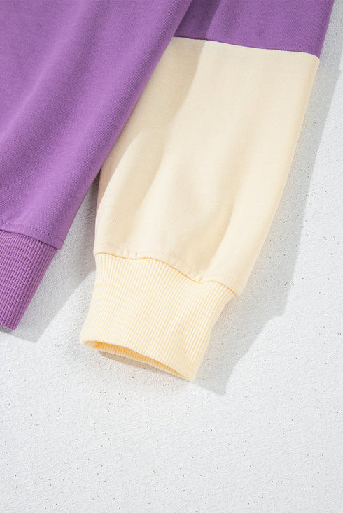 Soft Color Block Drop Shoulder Crew Neck Sweatshirt