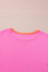 Soft Contrast Sleeve Crew Neck Pullover Top