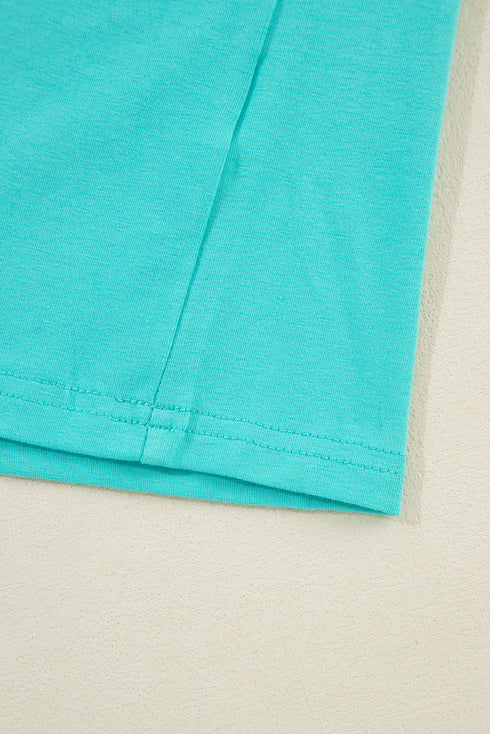 Soft Contrast Sleeve Crew Neck Pullover Top