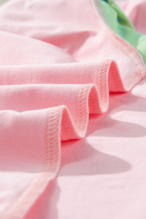 Soft Contrast Sleeve Crew Neck Pullover Top