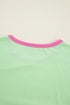 Soft Contrast Sleeve Crew Neck Pullover Top
