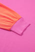 Soft Contrast Sleeve Crew Neck Pullover Top