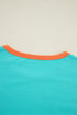 Soft Contrast Sleeve Crew Neck Pullover Top