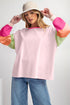 Soft Contrast Sleeve Crew Neck Pullover Top