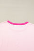 Soft Contrast Sleeve Crew Neck Pullover Top
