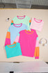 Soft Contrast Sleeve Crew Neck Pullover Top
